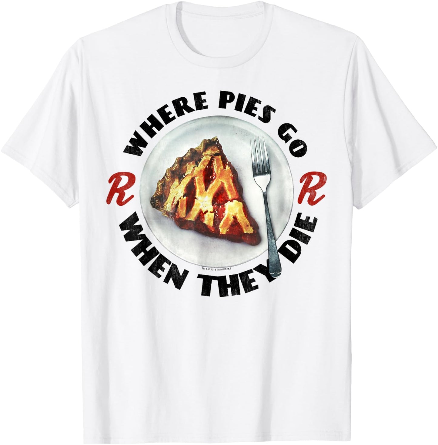 Twin Peaks Where Pies Go Die On A Plate Graphic T-Shirt - T-Shirt | White