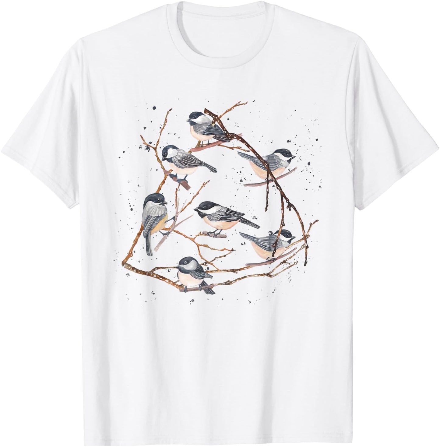 Chickadee Bird Watching Birding Nature Tree Branch Bird T-Shirt - T-Shirt | White