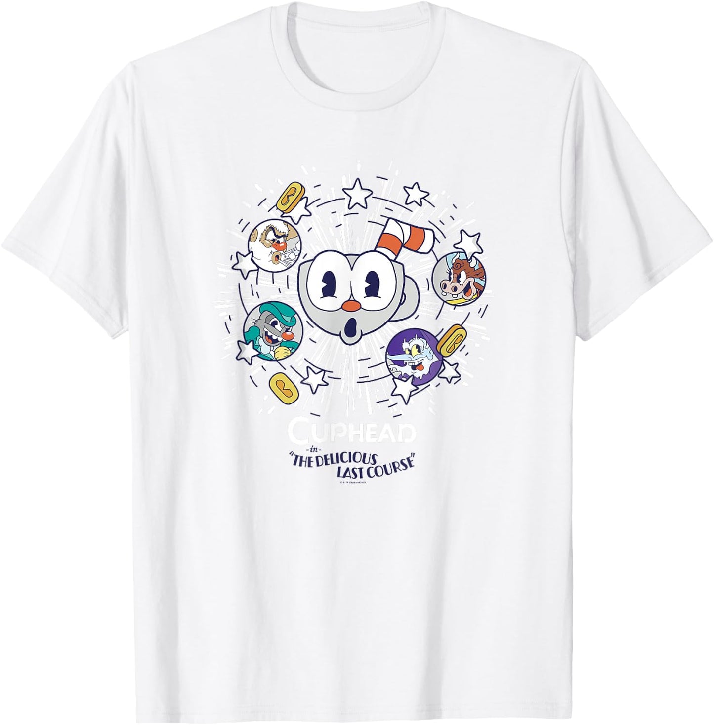 Cuphead: The Delicious Last Course Cuphead Character Group T-Shirt - T-Shirt | White