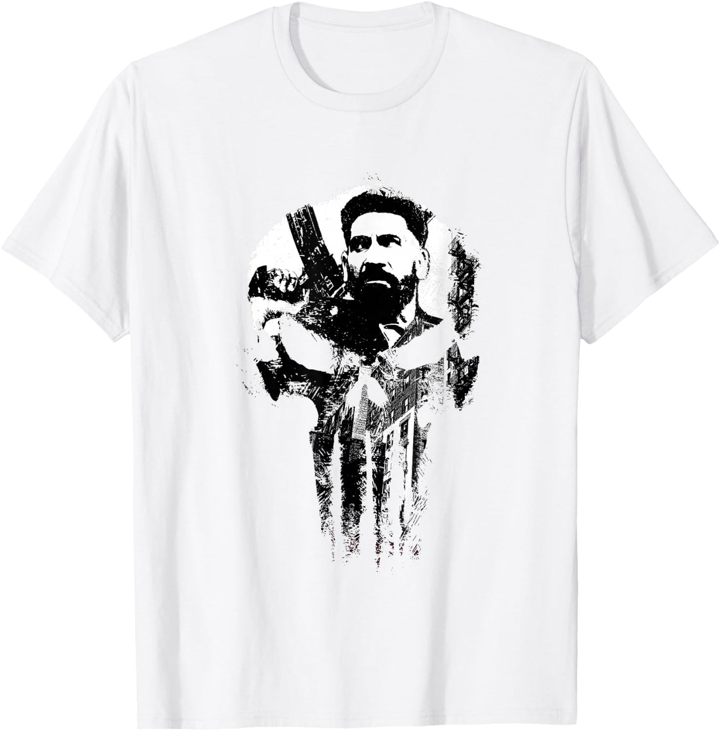 Marvel The Punisher: One Last Kill Frank Castle City Skull T-Shirt - T-Shirt | White
