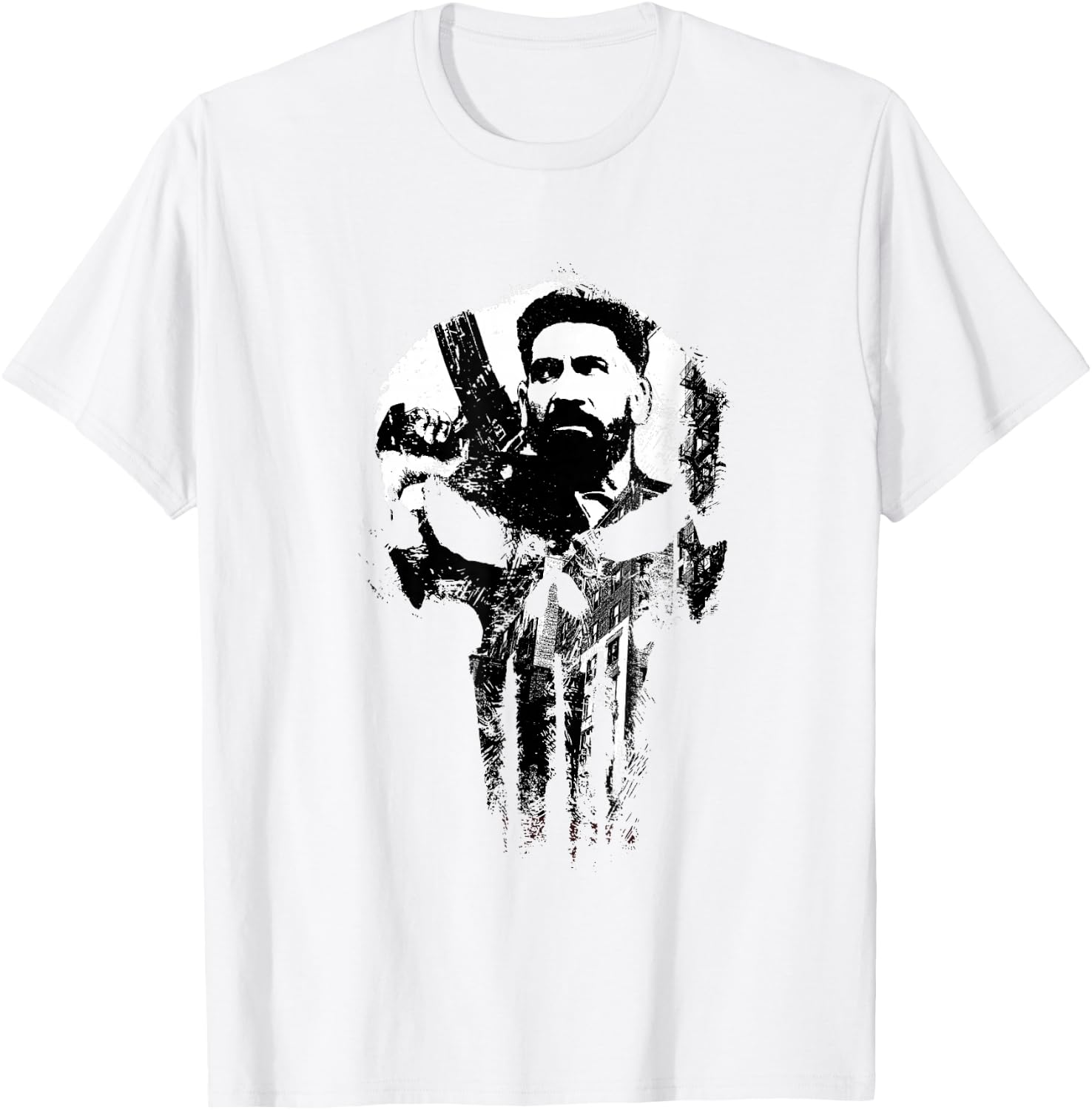 Marvel The Punisher: One Last Kill Frank Castle City Skull T-Shirt - T-Shirt | White