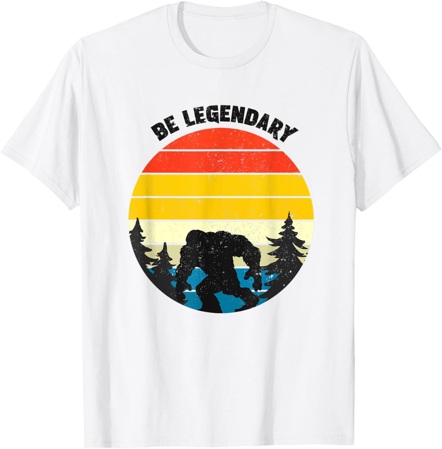 Be legendary, big foot vintage retro style background print T-Shirt - T-Shirt | White