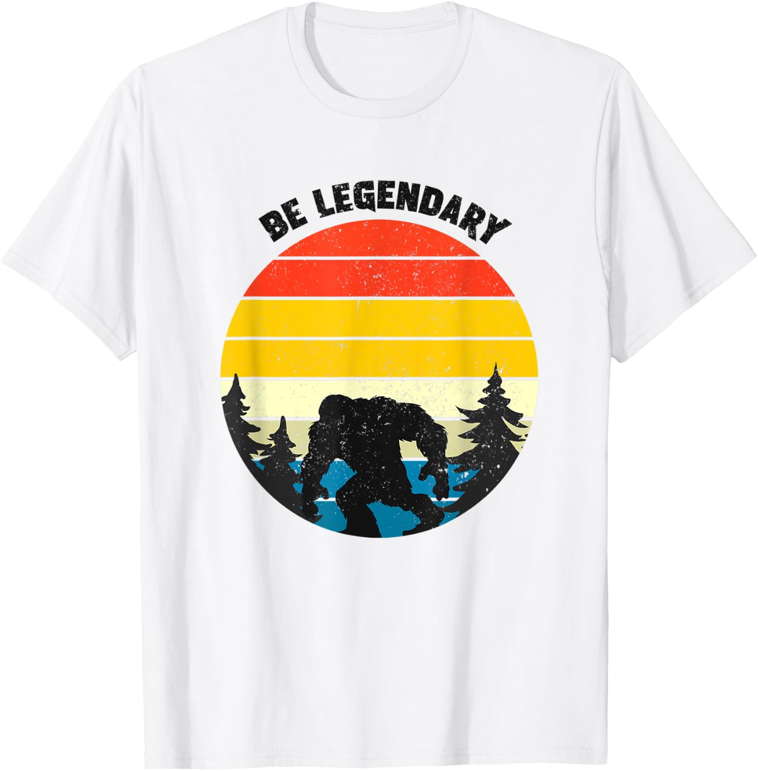 Be legendary, big foot vintage retro style background print T-Shirt - T-Shirt | White