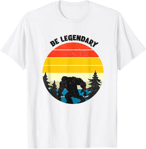 Be legendary, big foot vintage retro style background print T-Shirt - T-Shirt | White