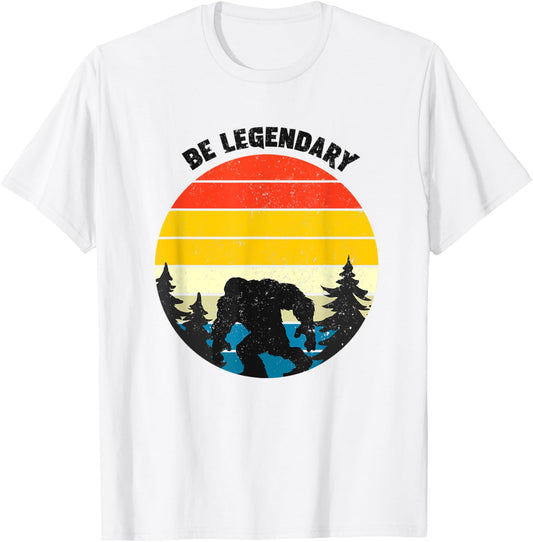 Be legendary, big foot vintage retro style background print T-Shirt - T-Shirt | White