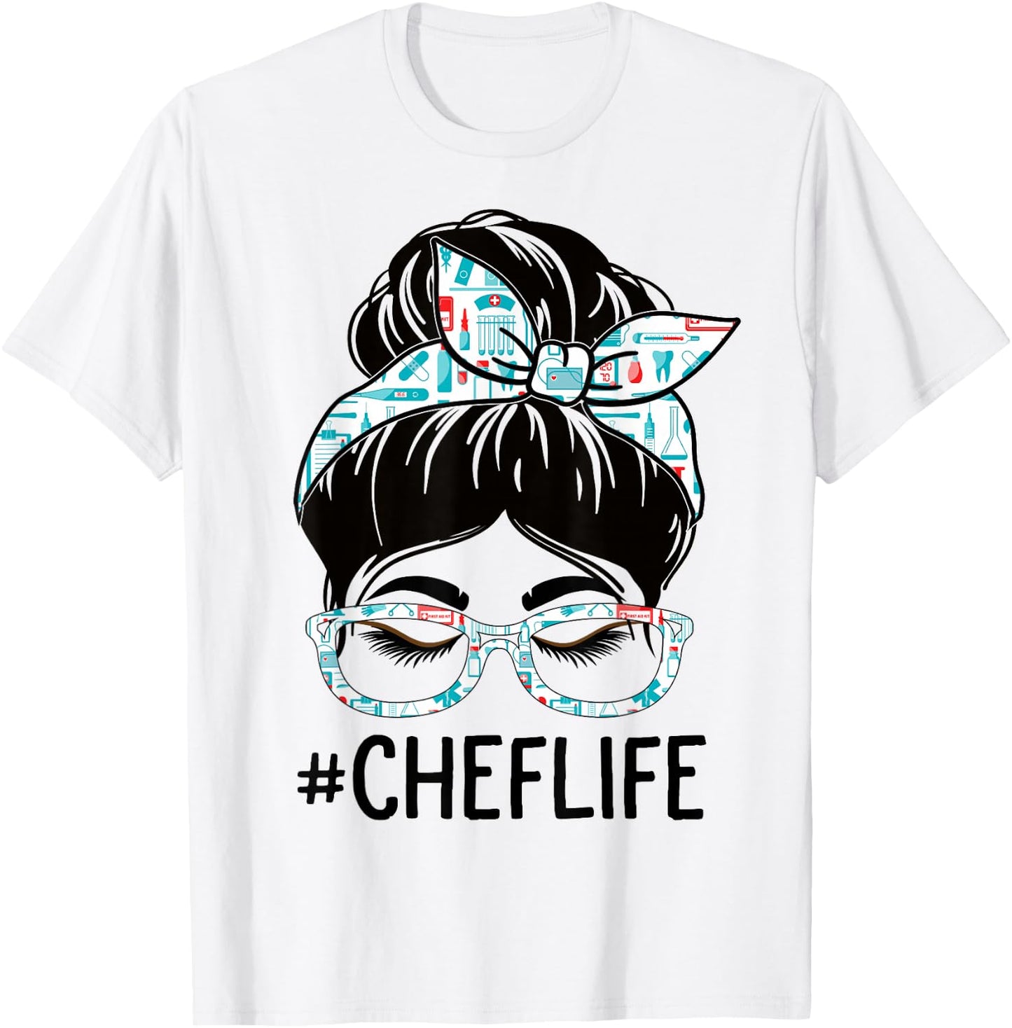 Chef Week Appreciation Day Women Messy Bun For Work T-Shirt - T-Shirt | White