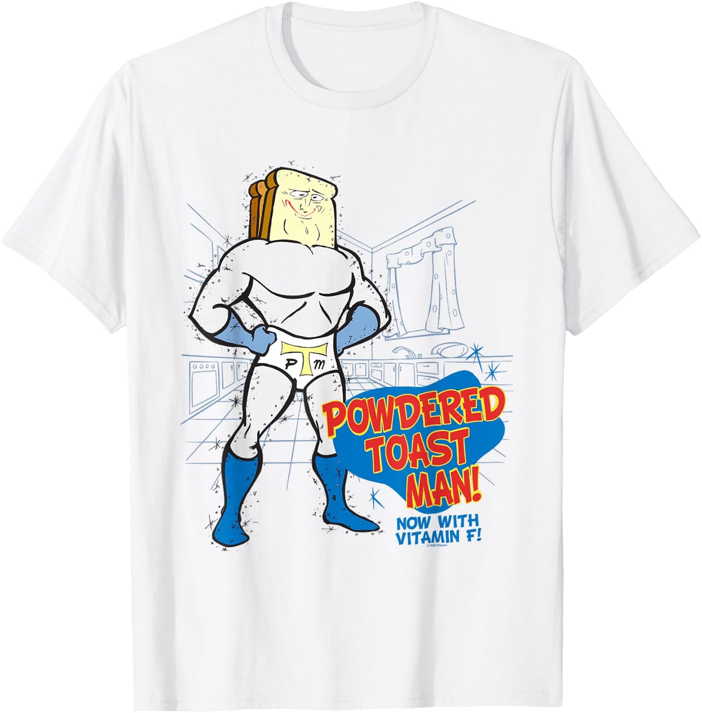 Ren and Stimpy Powdered Toast Man T-Shirt - T-Shirt | White