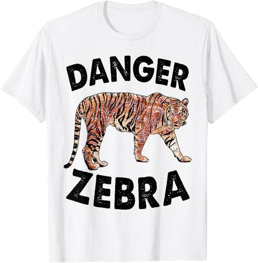 Danger Zebra Funny Women Tiger Face Animal T-Shirt - T-Shirt | White