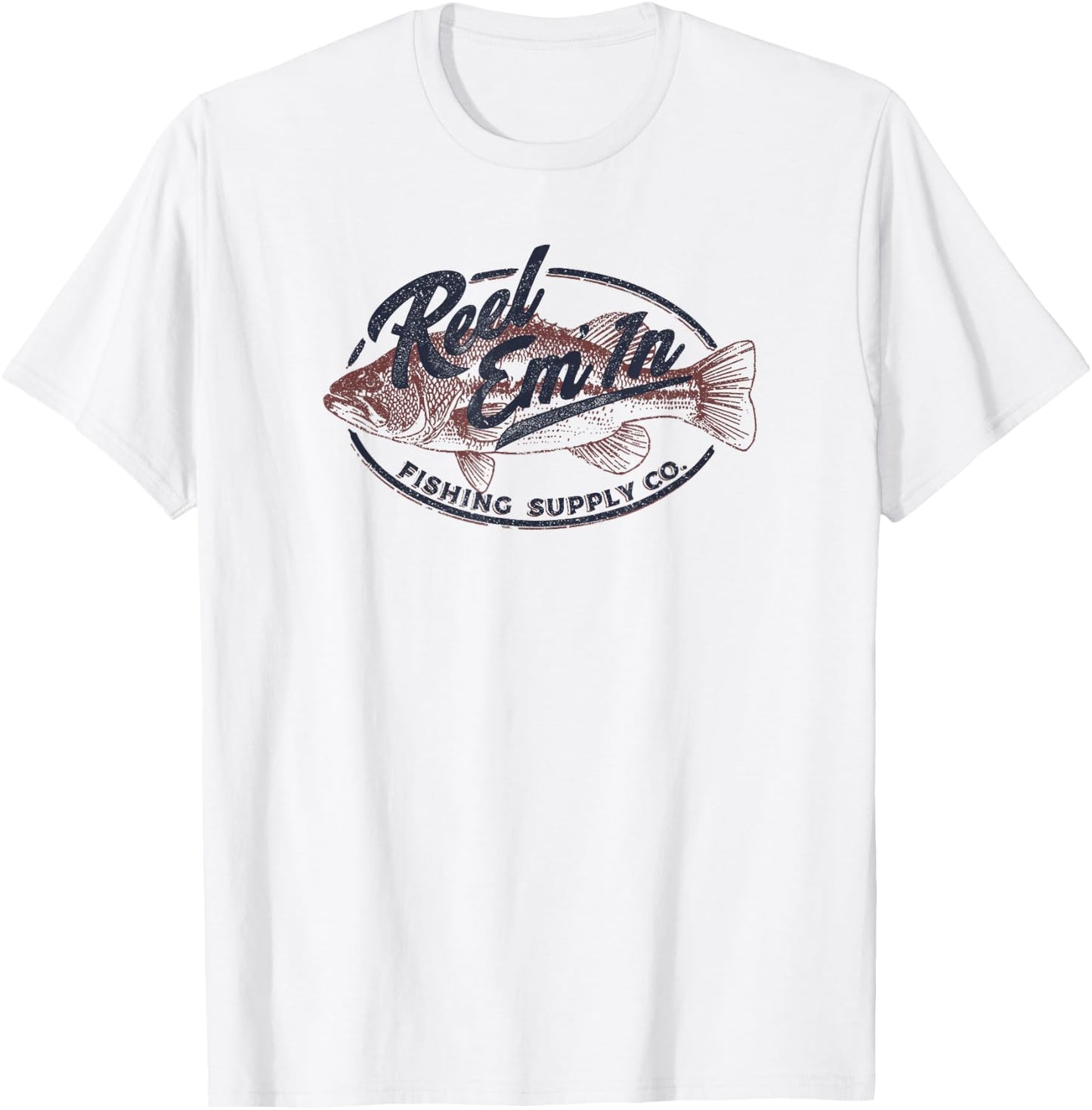 Trendy Reel Em' In Fishing Supply Co. Logo T-Shirt - T-Shirt | White
