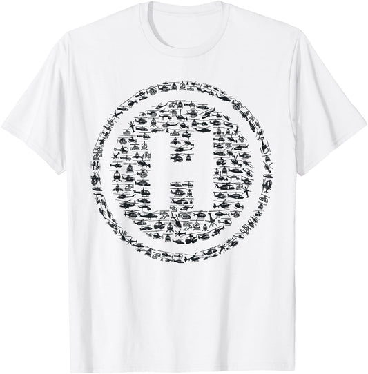 Helicopter Helipad H Symbol Pilot Aviation Flying Design T-Shirt - T-Shirt | White