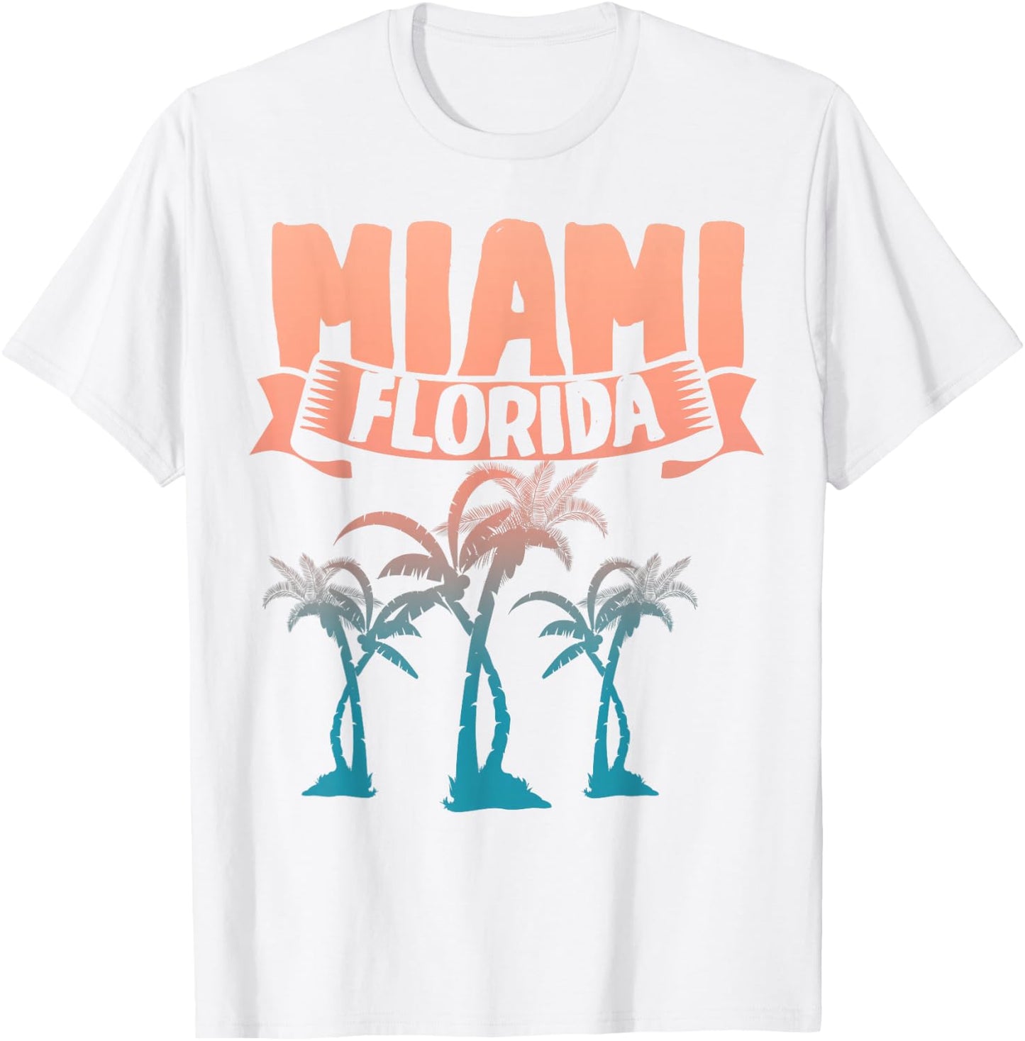 Tropical Summer Vacation Palm Trees Miami Beach Florida T-Shirt - T-Shirt | White