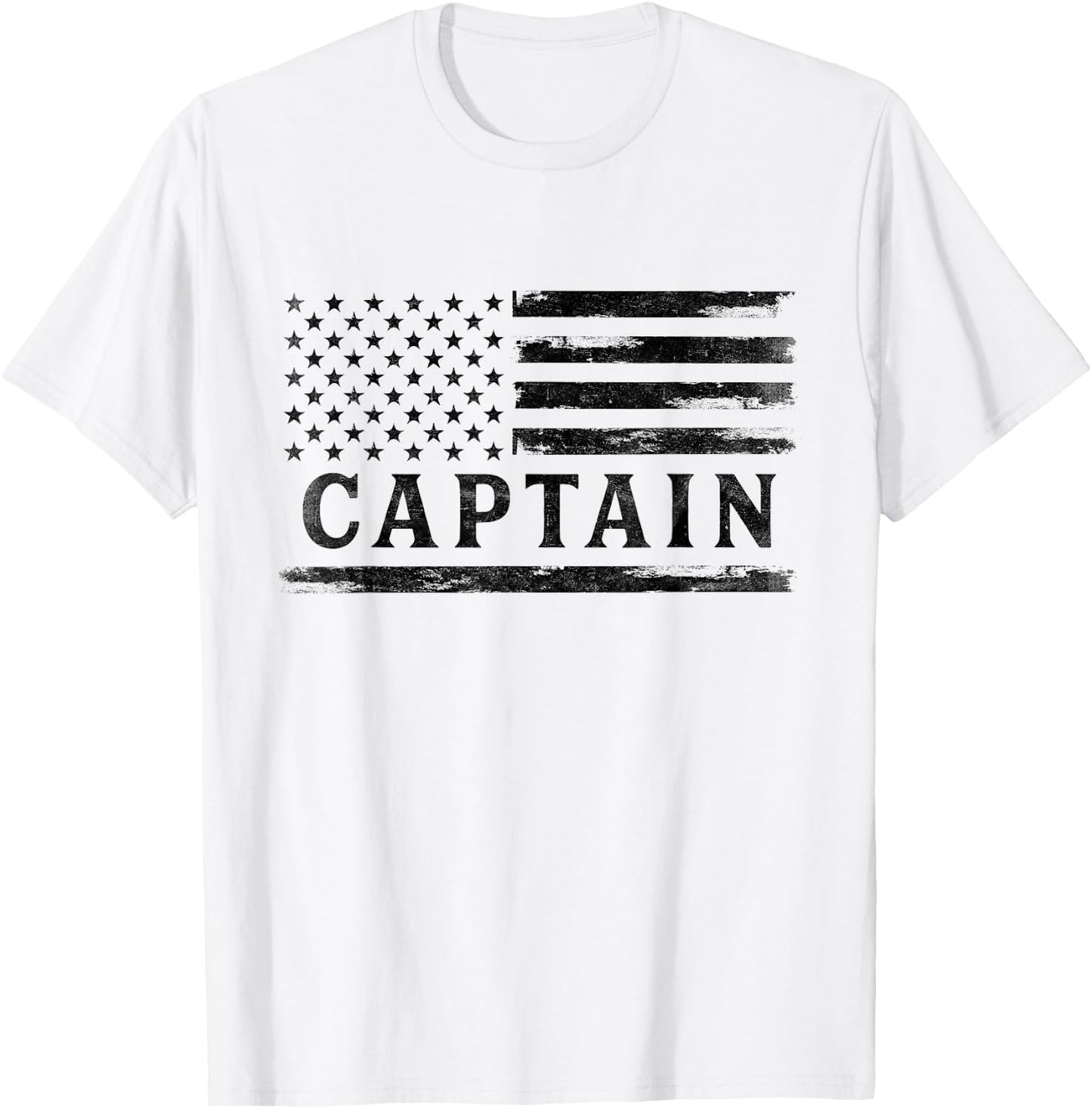 Captain Black Vintage USA Flag Father's Day T-Shirt - T-Shirt | White