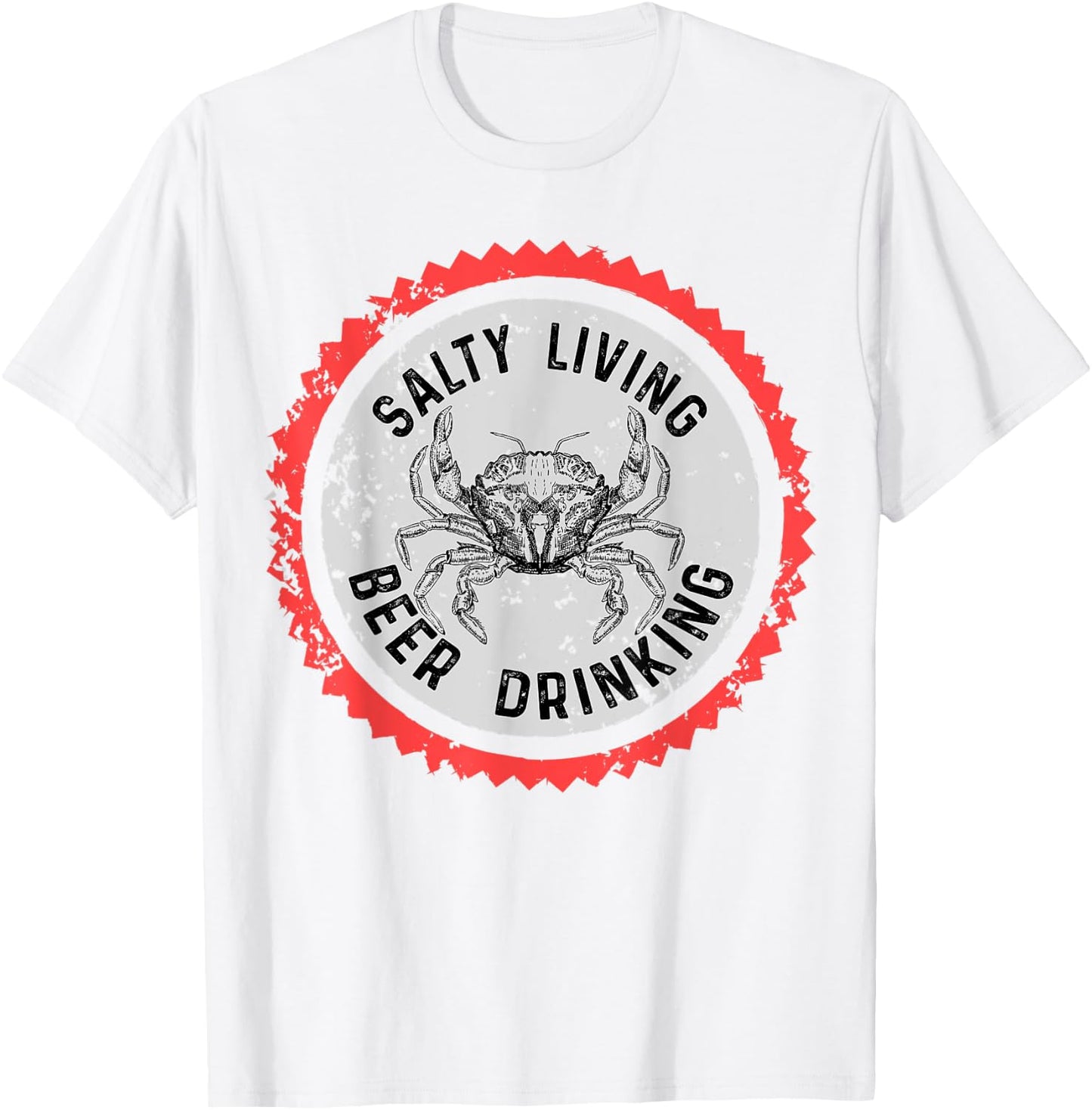 Funny Salty Living Beer Drinking Fishing Boating Pontooning T-Shirt - T-Shirt | White