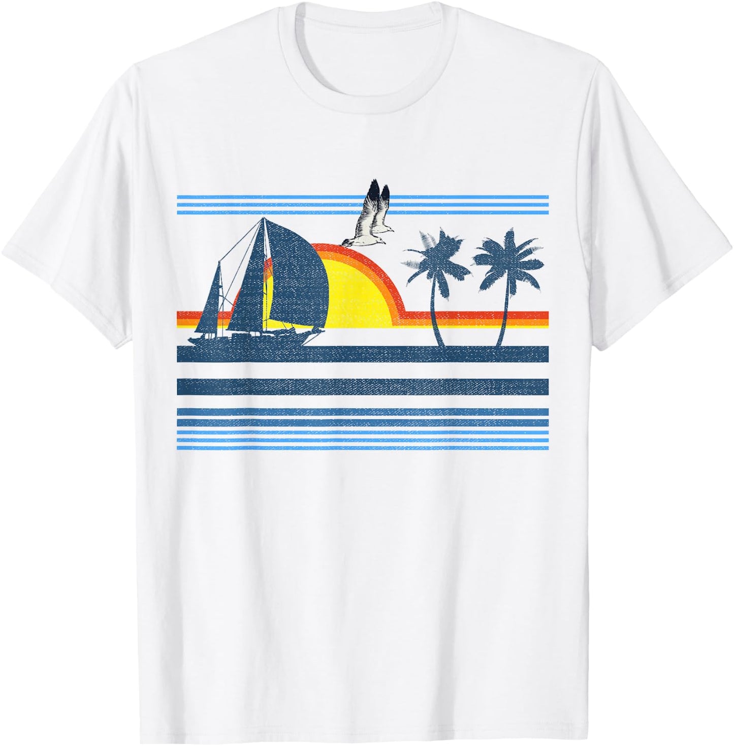 Retro Palm Tree Shirt - Tropical Beach Vintage Style 70s 80s T-Shirt - T-Shirt | White