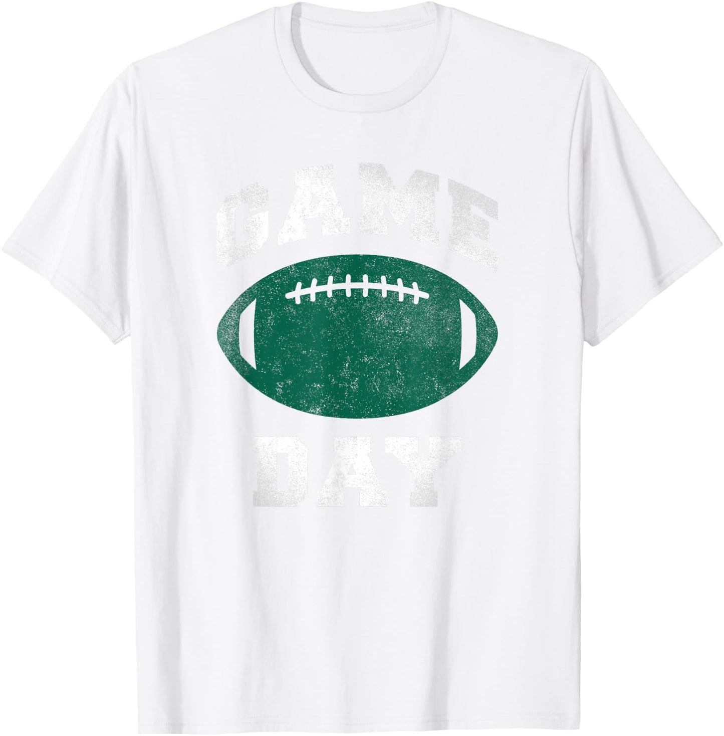 Game Day Distressed Green and White Funny Football Season T-Shirt - T-Shirt | White