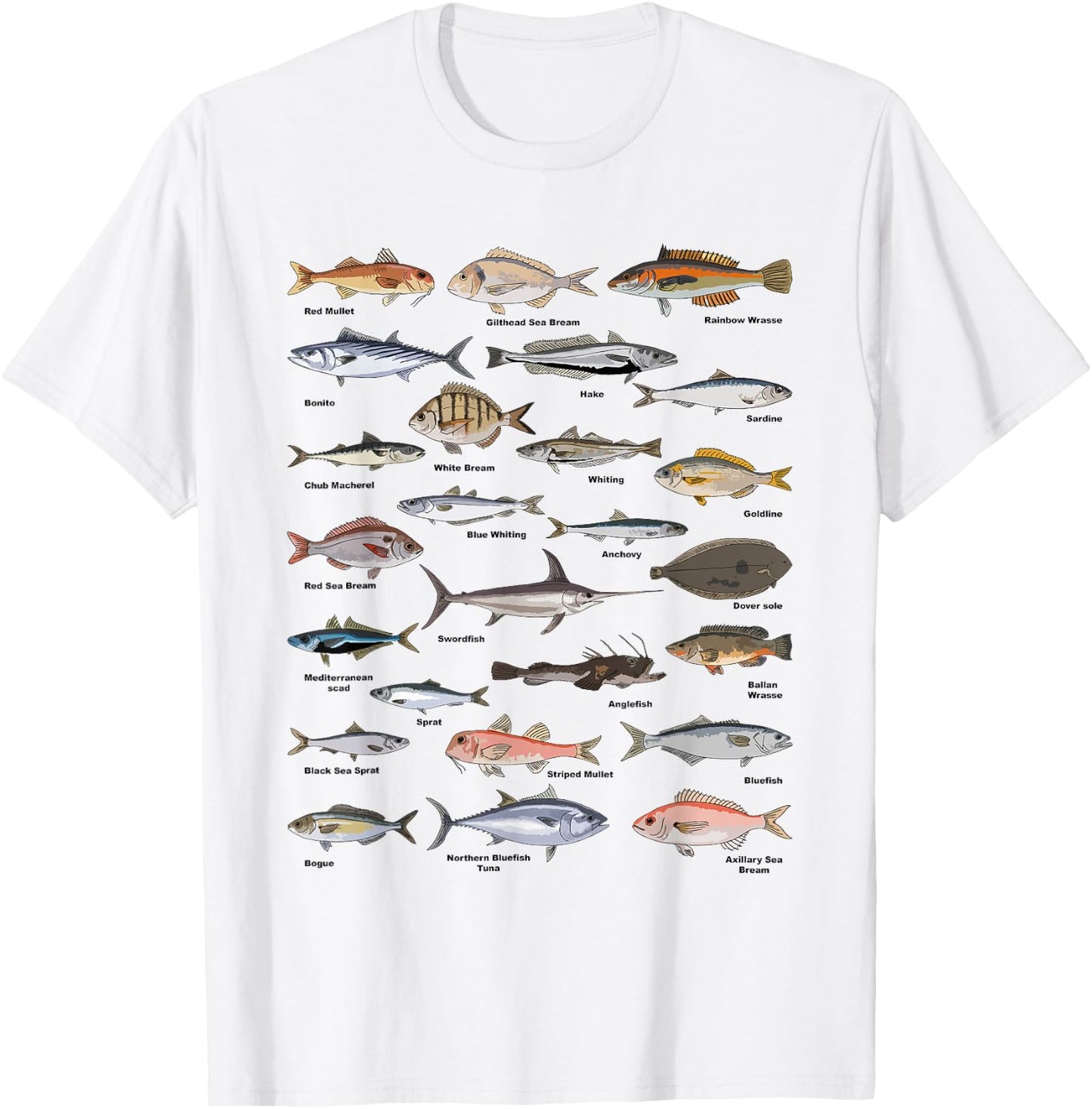 Vintage Fish Identification Chart Fishing T-Shirt - T-Shirt | White