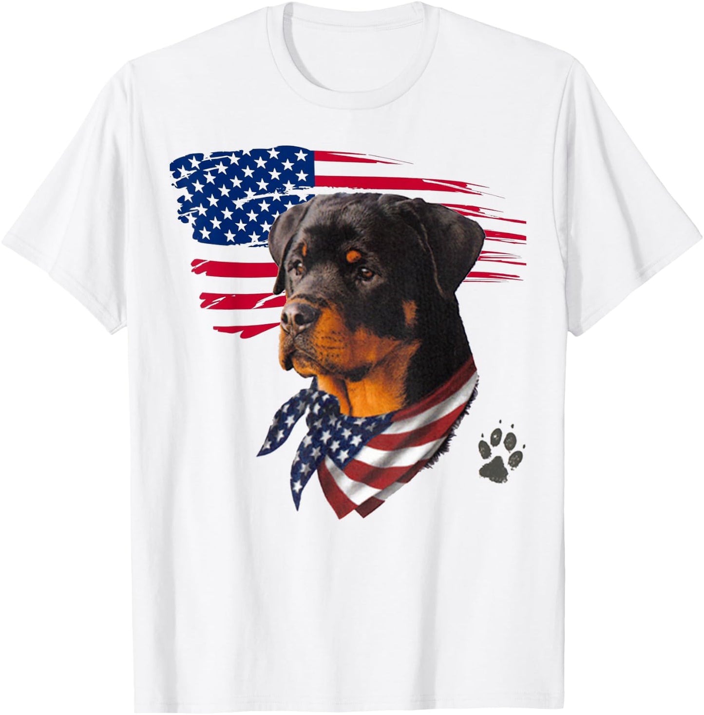 Rottweiler Dog USA American Flag Awesome Cool Women Kids Men T-Shirt - T-Shirt | White