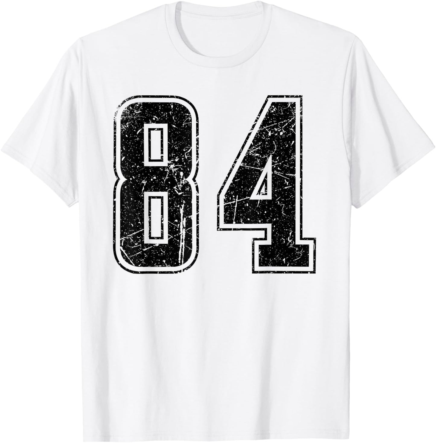 Number 84 Distressed Grunge Vintage Jersey Team Fan T-Shirt - T-Shirt | White