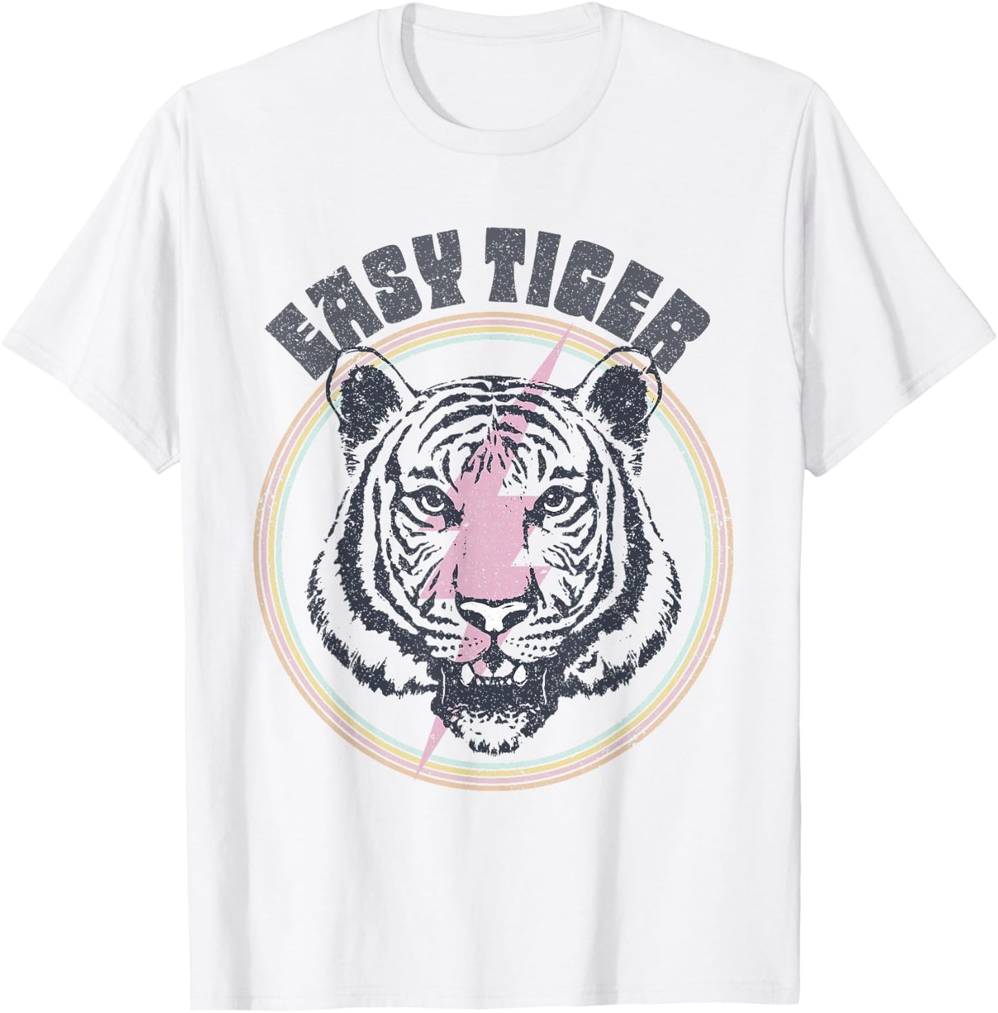 Easy Tiger Face Retro 70s 80s Vintage T-Shirt - T-Shirt | White