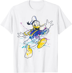 Disney Mickey and Friends Donald Duck Paint Splatter T-Shirt - T-Shirt | White