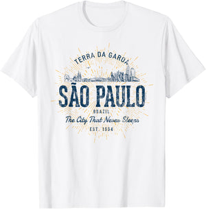 Brazil Vintage São Paulo Retro T-Shirt - T-Shirt | White