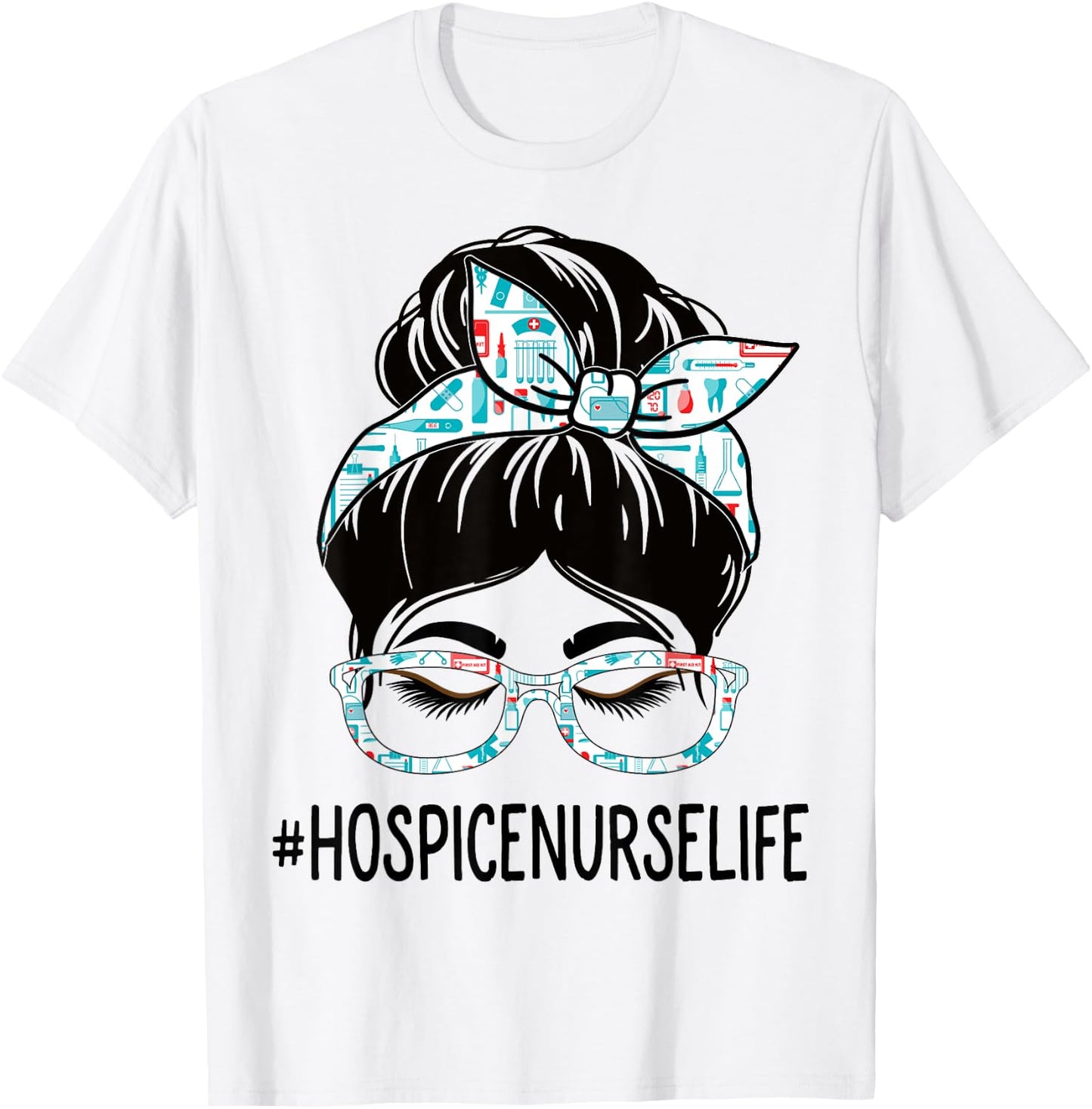 Hospice Nurse Week Appreciation Day Women Messy Bun For Work T-Shirt - T-Shirt | White