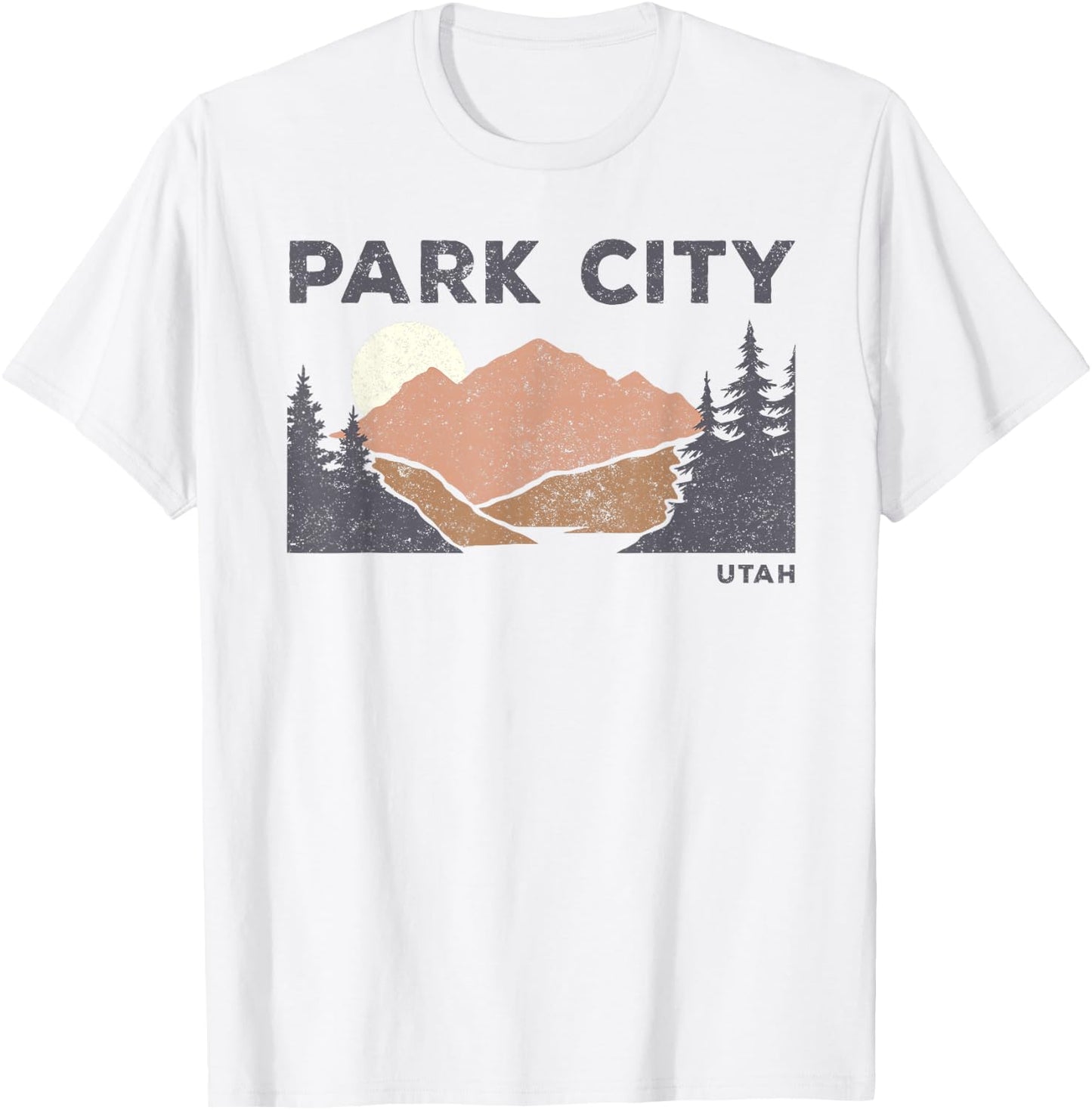 Vintage Retro Park City Utah Faded Mountain Forest Hiking T-Shirt - T-Shirt | White