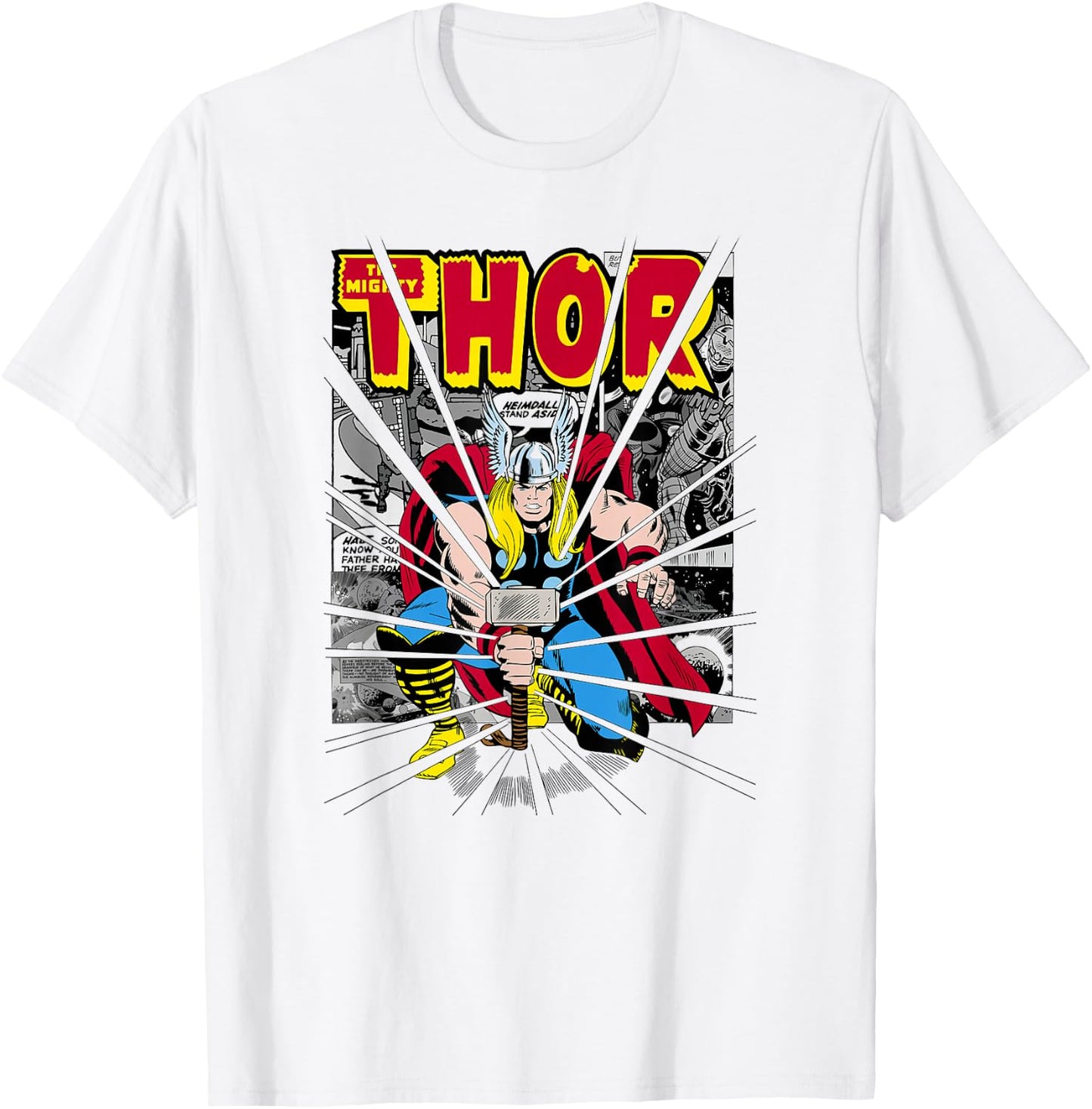 Marvel Mighty Thor Retro Comic Hammer Blast Kids T-Shirt - T-Shirt | White