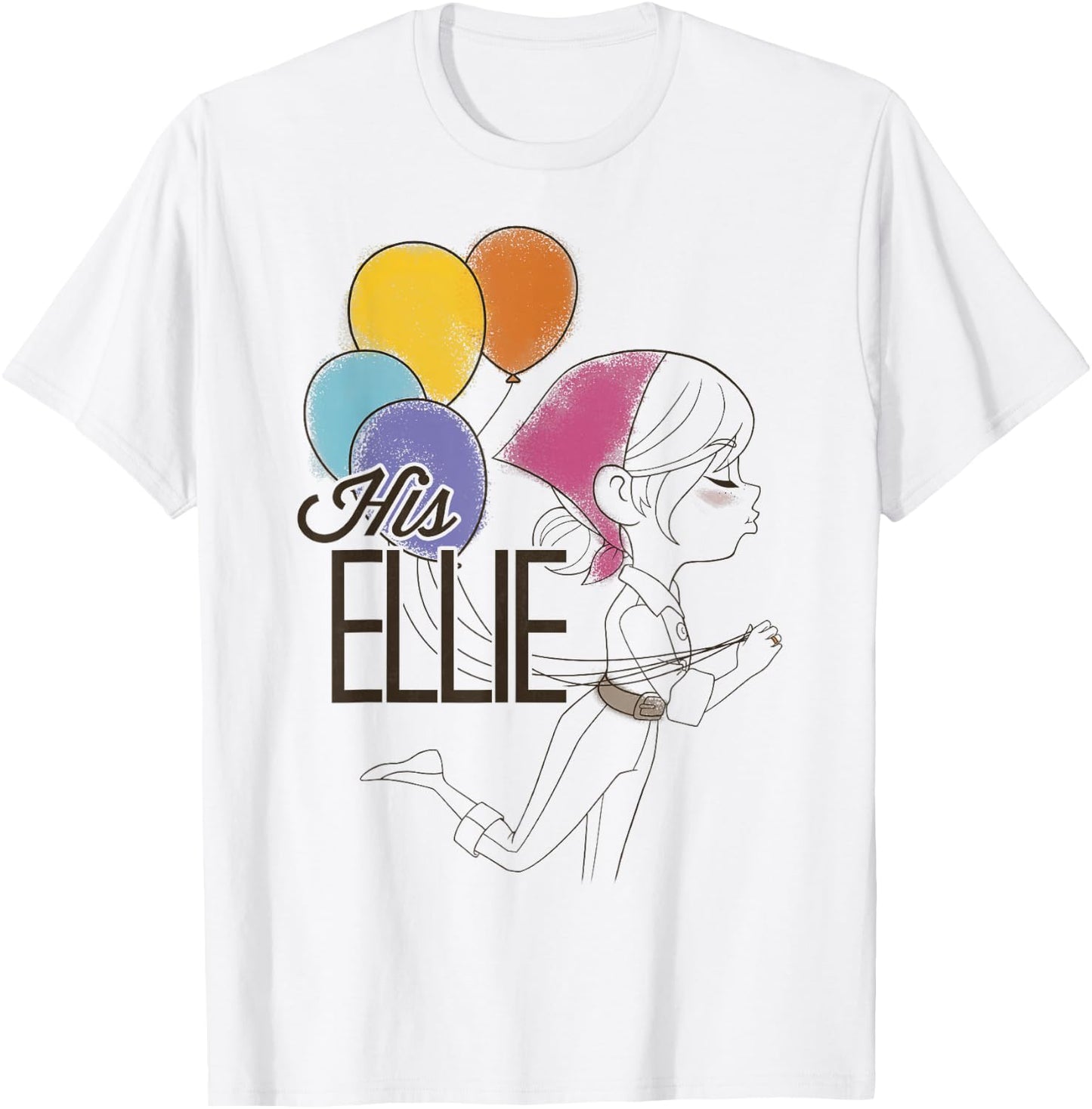 Disney Pixar Up His Ellie Balloons Sketch Graphic T-Shirt - T-Shirt | White