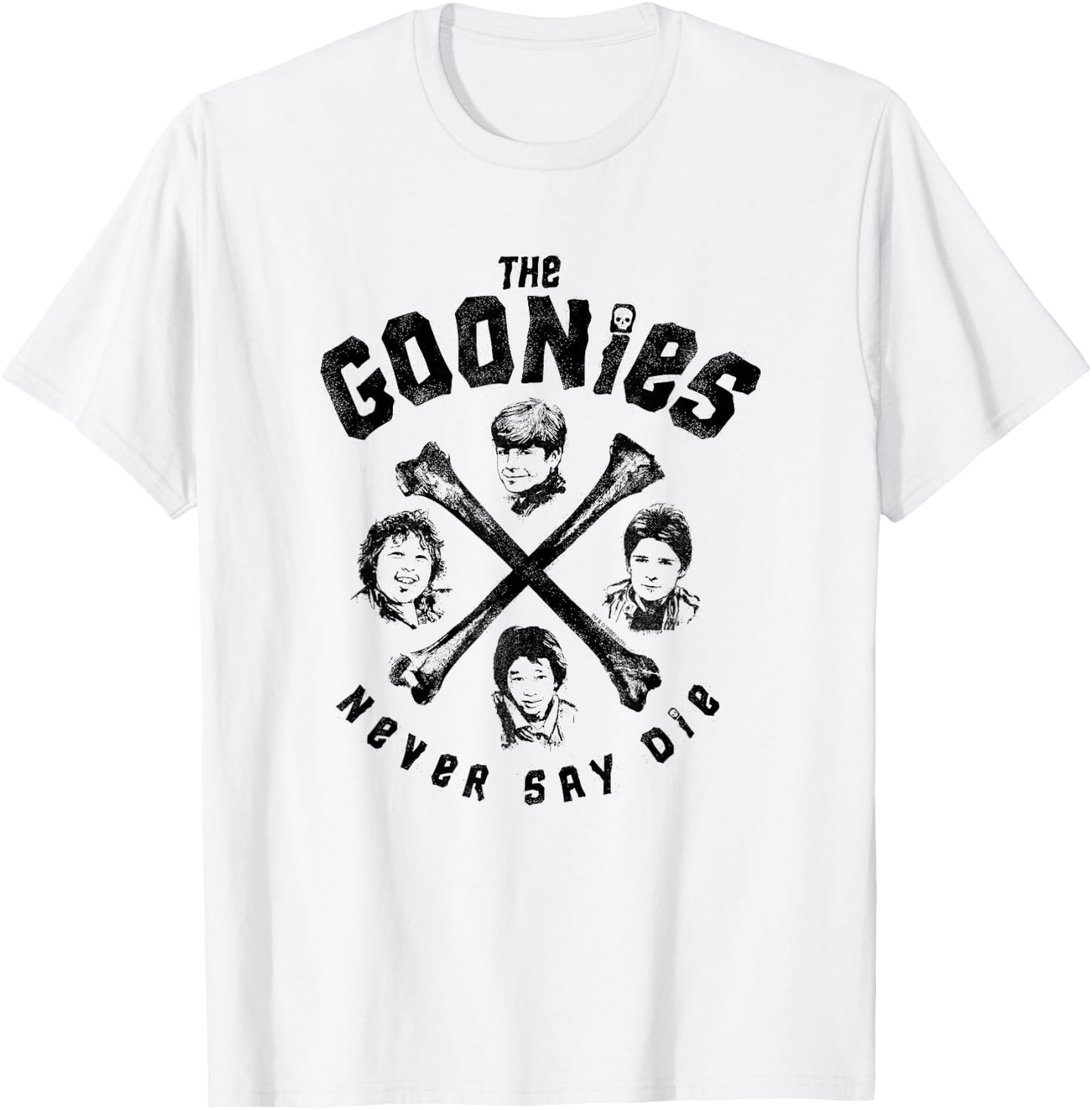 The Goonies Crossbones and Cast Never Say Die Movie T-Shirt - T-Shirt | White