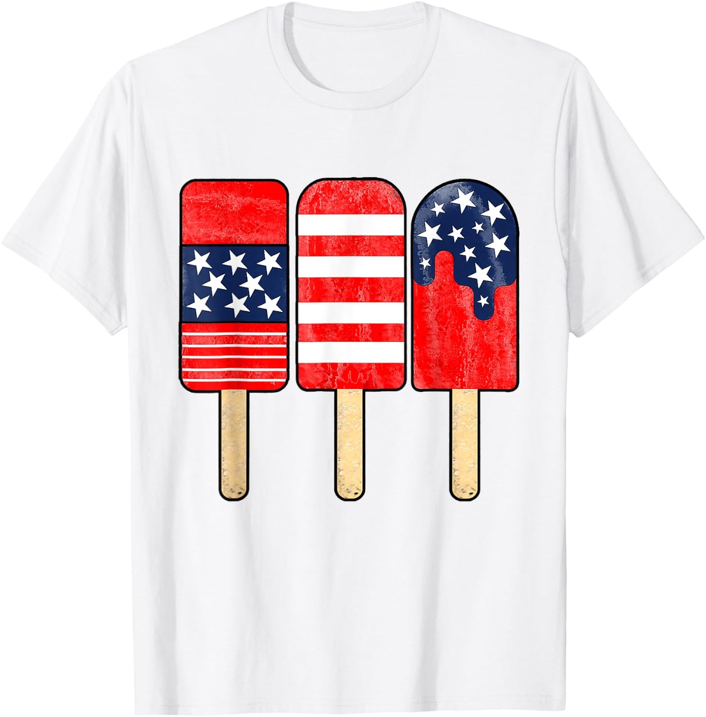 4th of July Popsicle Red White Blue American Flag Patriotic T-Shirt - T-Shirt | White