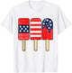 4th of July Popsicle Red White Blue American Flag Patriotic T-Shirt - T-Shirt | White