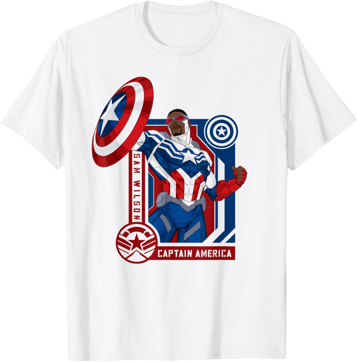 Marvel Avengers Sam Wilson Captain America Hero T-Shirt - T-Shirt | White