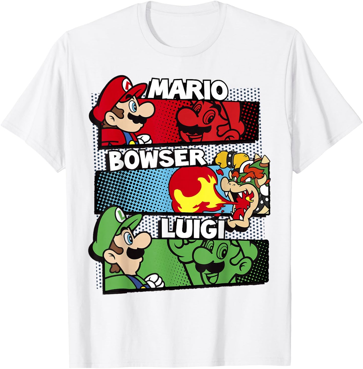 Super Mario Luigi Bowser Panels Group Shot Graphic T-Shirt - T-Shirt | White