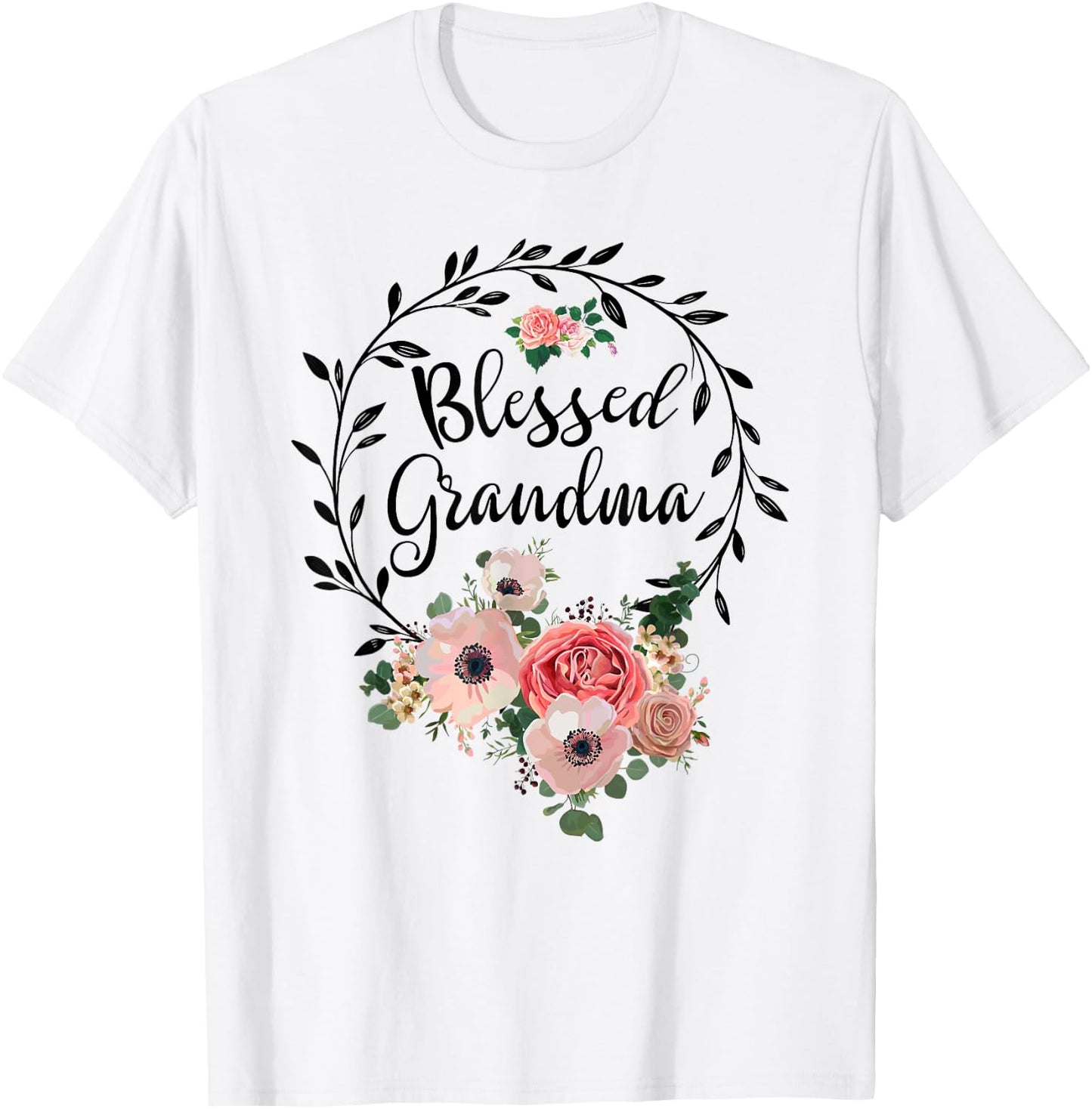 Blessed Grandma Shirt Flower Decor Grandma T-Shirt - T-Shirt | White