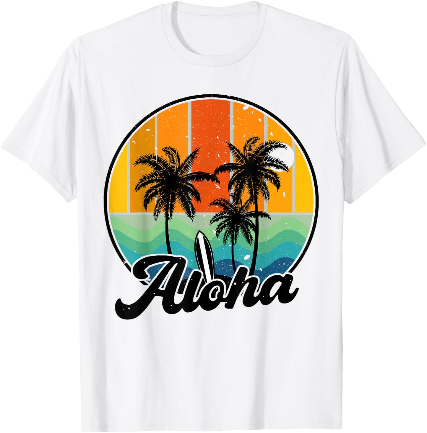 Aloha Hawaiian Palm Tree Beach Surf Kids Men Women T-Shirt - T-Shirt | White