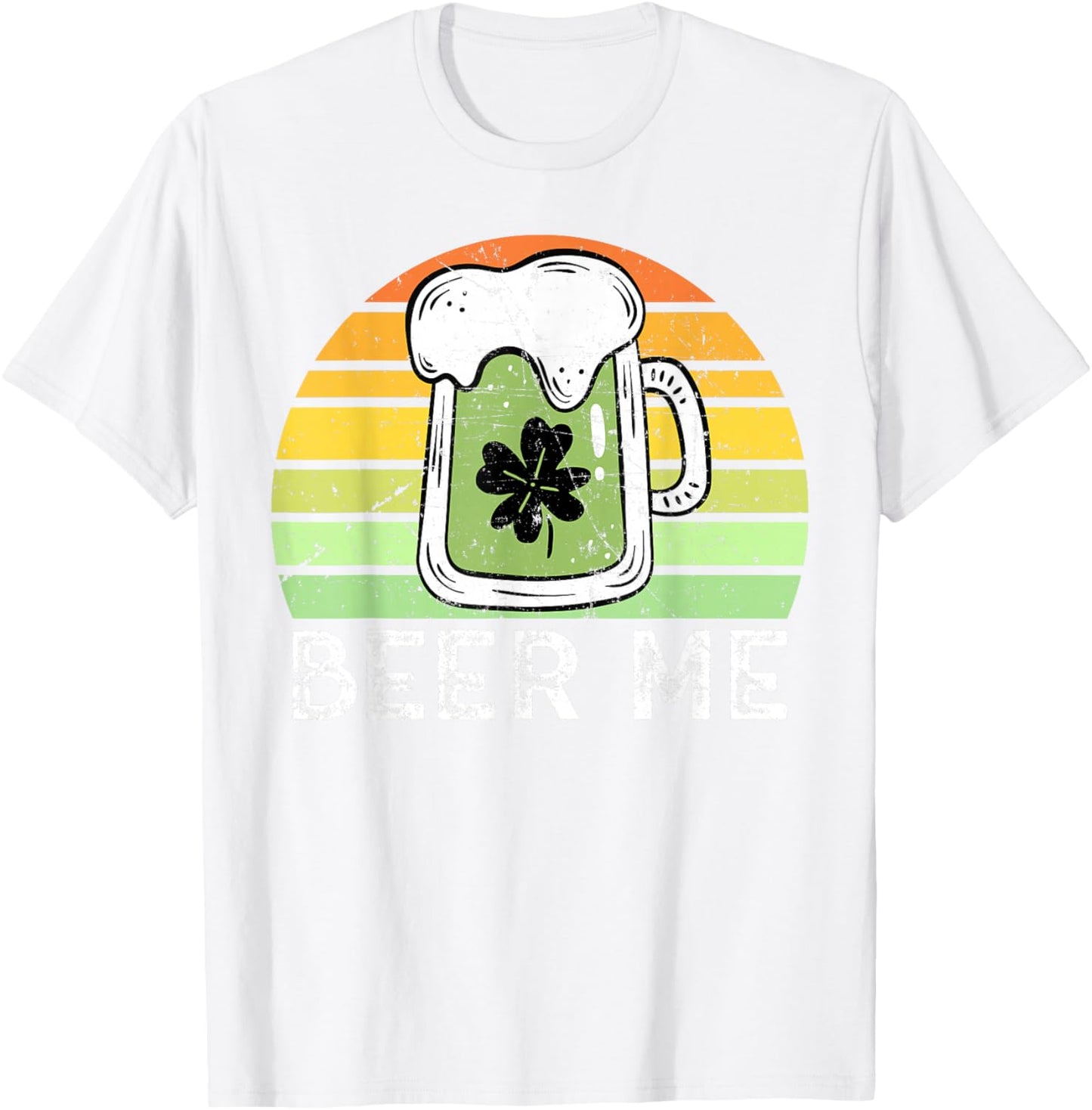 Beer Me Vintage Green Beer Saint Patricks Retro Drinking T-Shirt - T-Shirt | White
