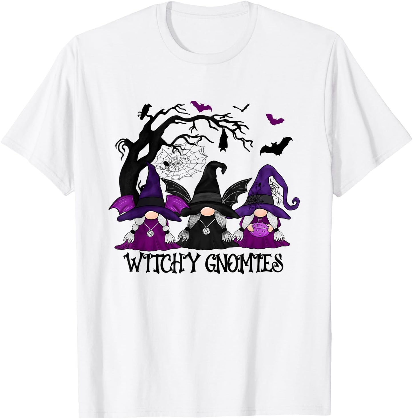 Witchy Gnomies Funny Gnome Halloween Matching Costume T-Shirt - T-Shirt | White