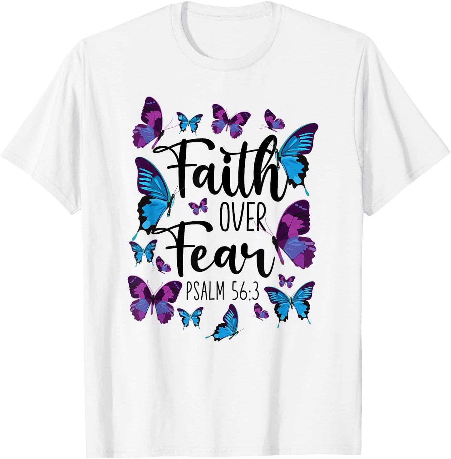 Christian Bible Verse Quote Butterfly Psalm 56:3 T-Shirt - T-Shirt | White