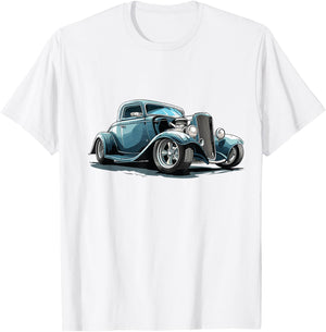 Classic Hotrod Retro Car Illustration Hotrod T-Shirt - T-Shirt | White