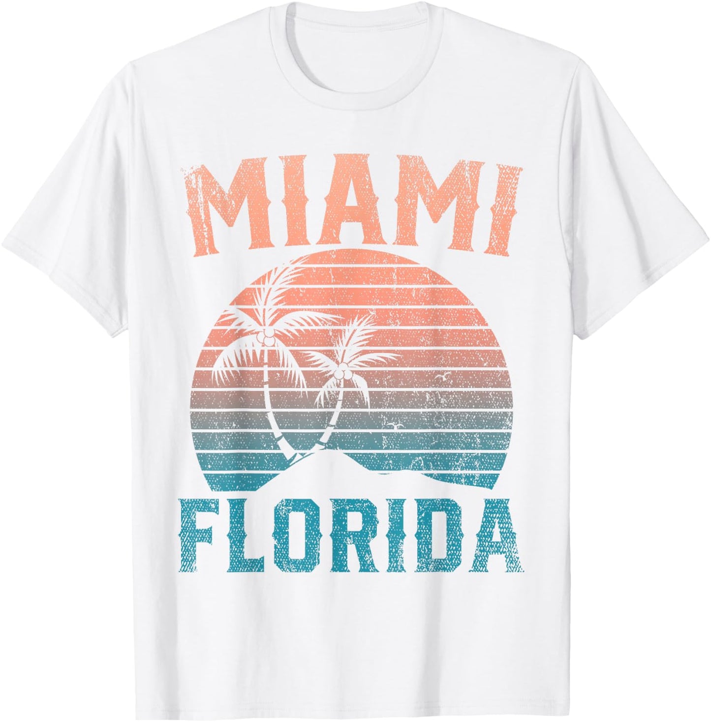 Miami Beach Tropical Summer Vacation Retro Miami Florida Men Women Kids T-Shirt - T-Shirt | White