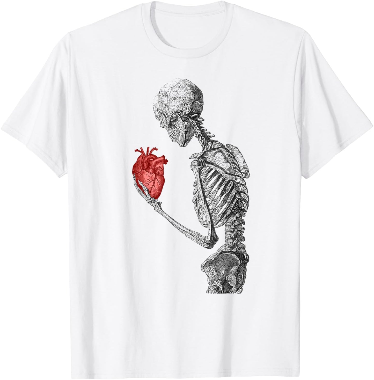 Anatomical Red Human Heart Skeleton Cardiac T-Shirt - T-Shirt | White