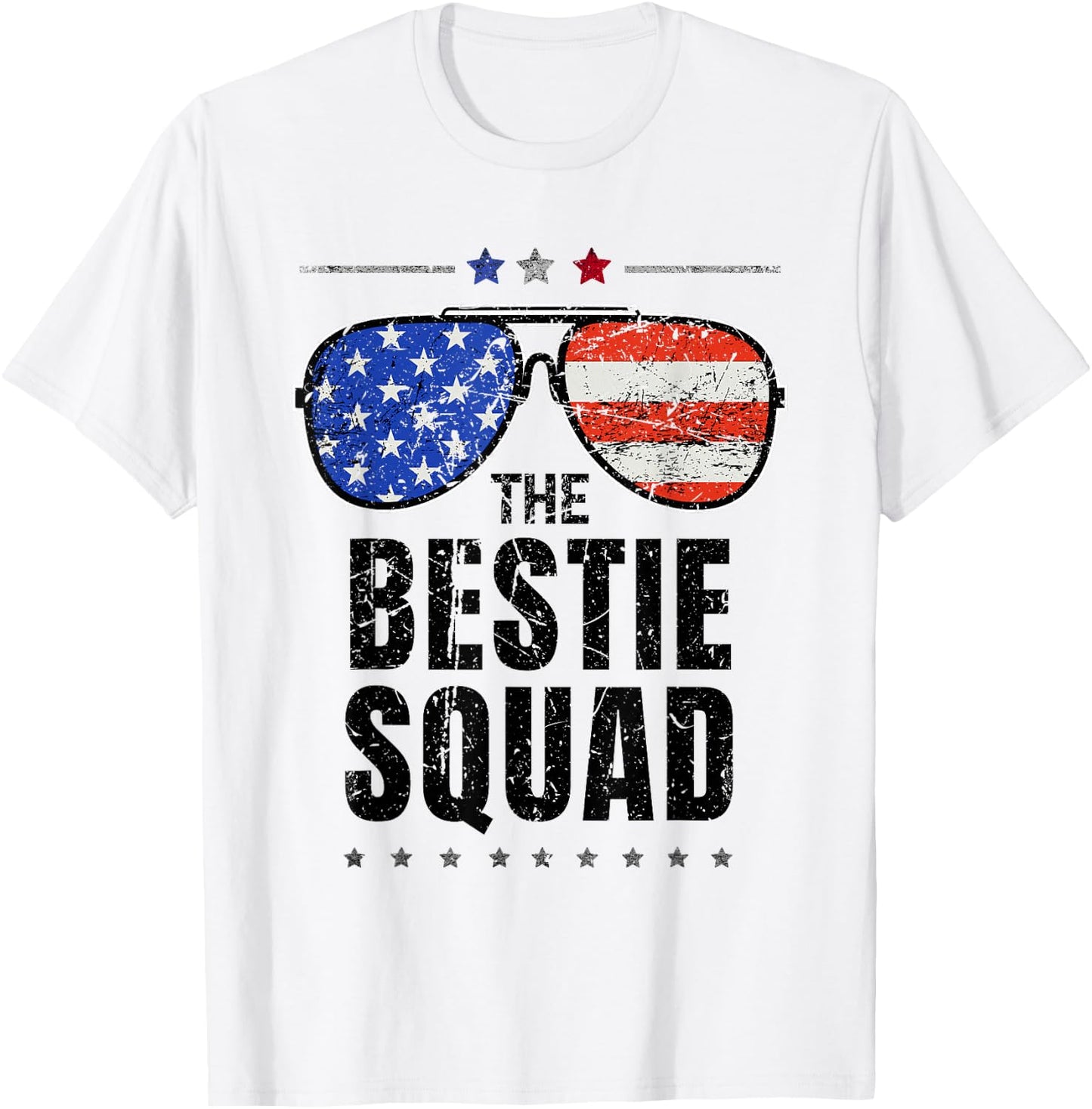 Bestie Squad American Flag Matching 4th of July Best Friend T-Shirt - T-Shirt | White