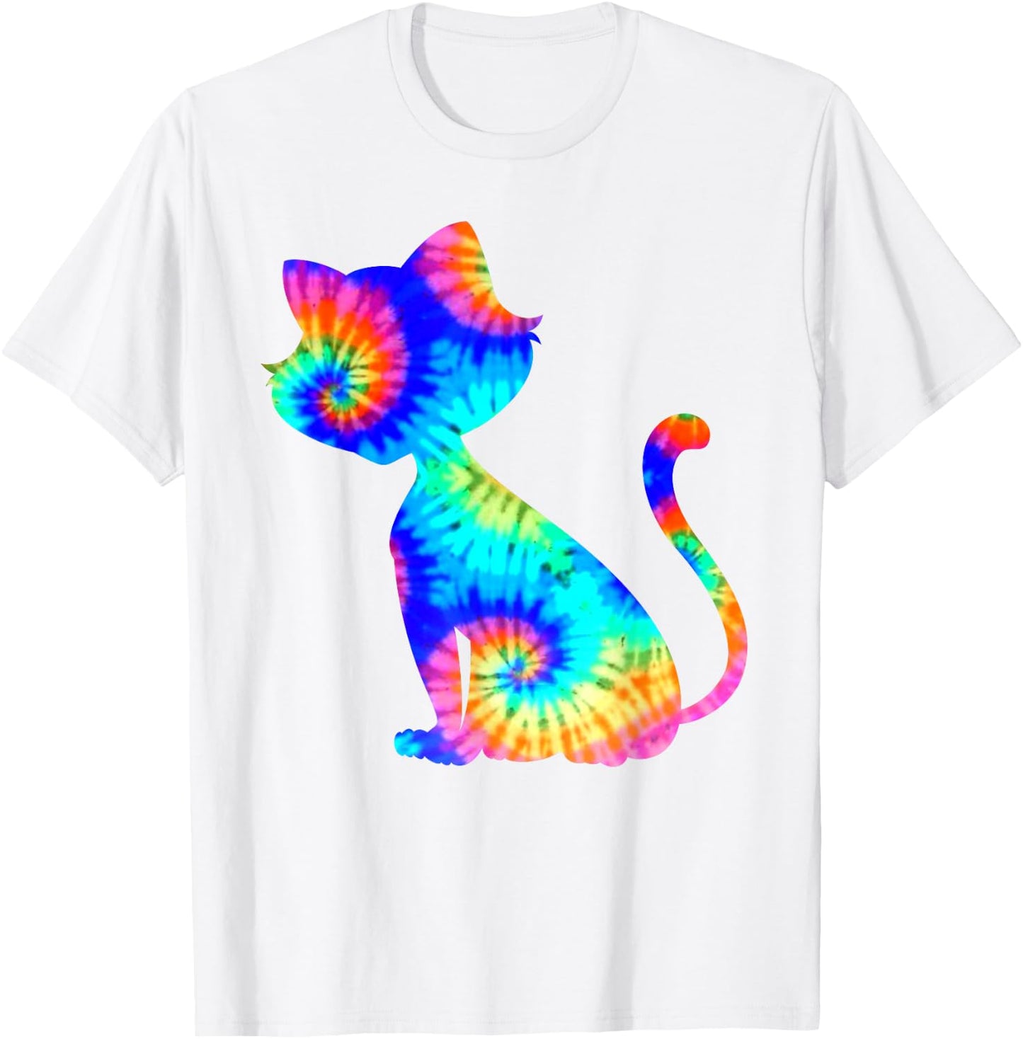 Tie Dye Cat Shirt | Colorful Tye Dye Kitten T-Shirt - T-Shirt | White