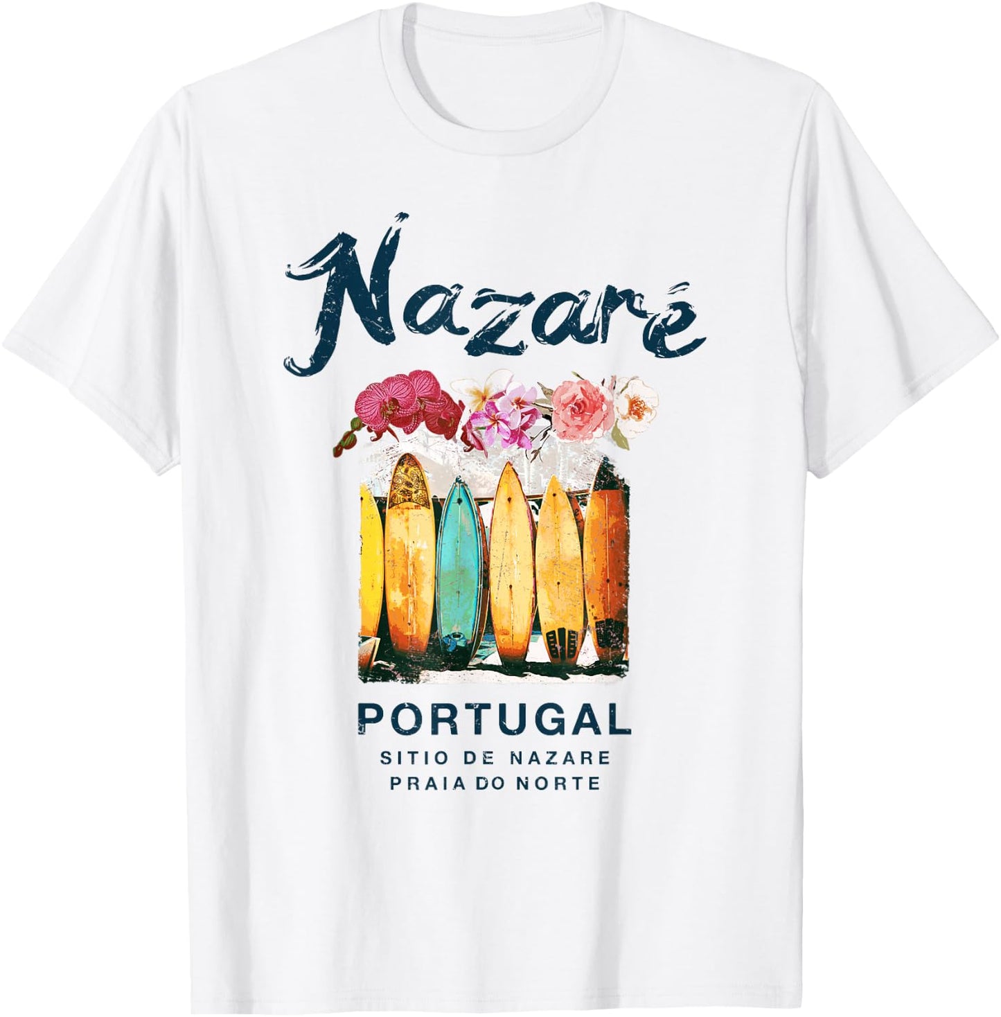 Nazare Portugal Surfing Vintage T-Shirt - T-Shirt | White