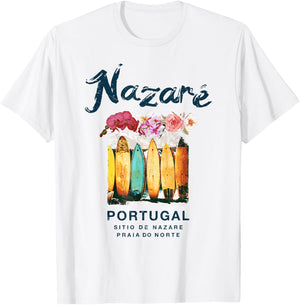 Nazare Portugal Surfing Vintage T-Shirt - T-Shirt | White