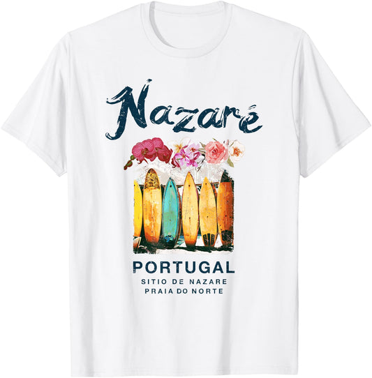 Nazare Portugal Surfing Vintage T-Shirt - T-Shirt | White