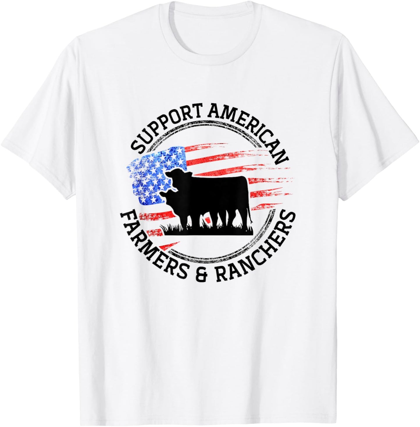Support American Farmers & Ranchers Local Farmers Farming T-Shirt - T-Shirt | White