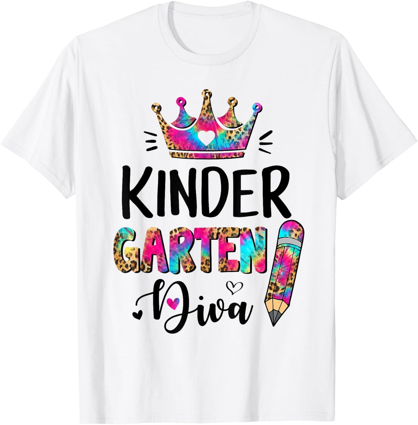 Crush Kindergarten Diva Leopard Tie Dye Back to School Kids T-Shirt - T-Shirt | White