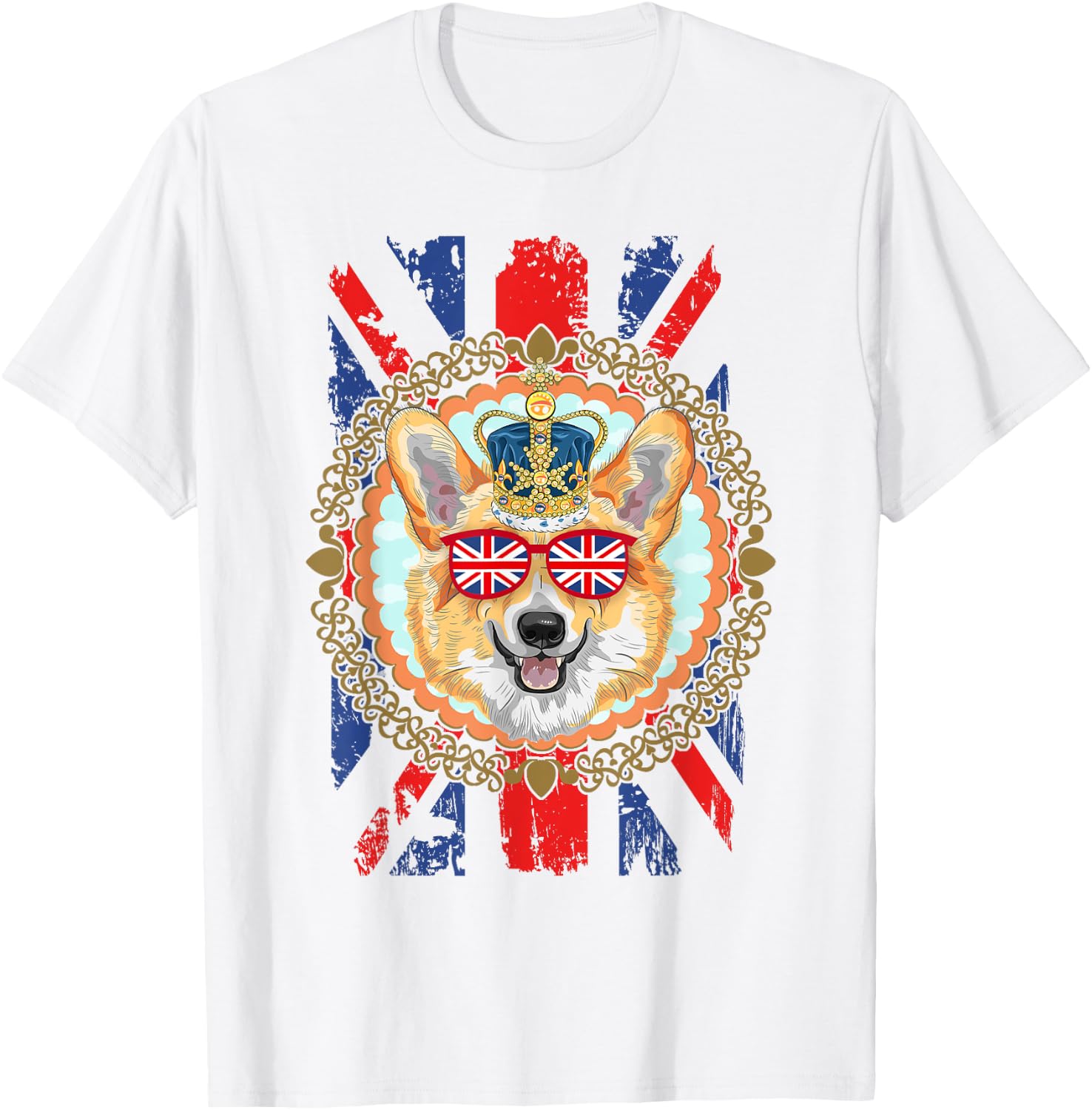 Novelty Union Jack Flag With Corgi For Kids & British Expats T-Shirt - T-Shirt | White